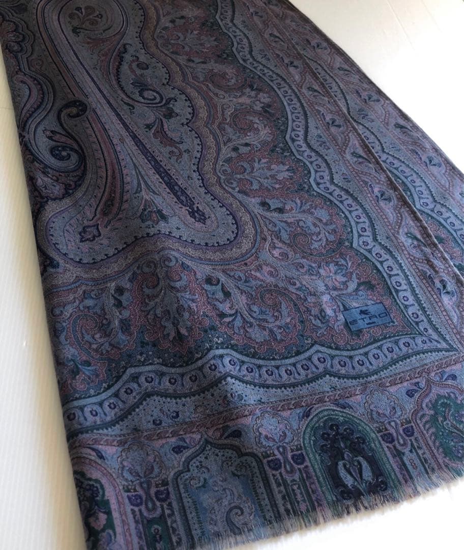 ETRO エトロ ショール ストールペイズリーSILK LANAWOOイタリア製