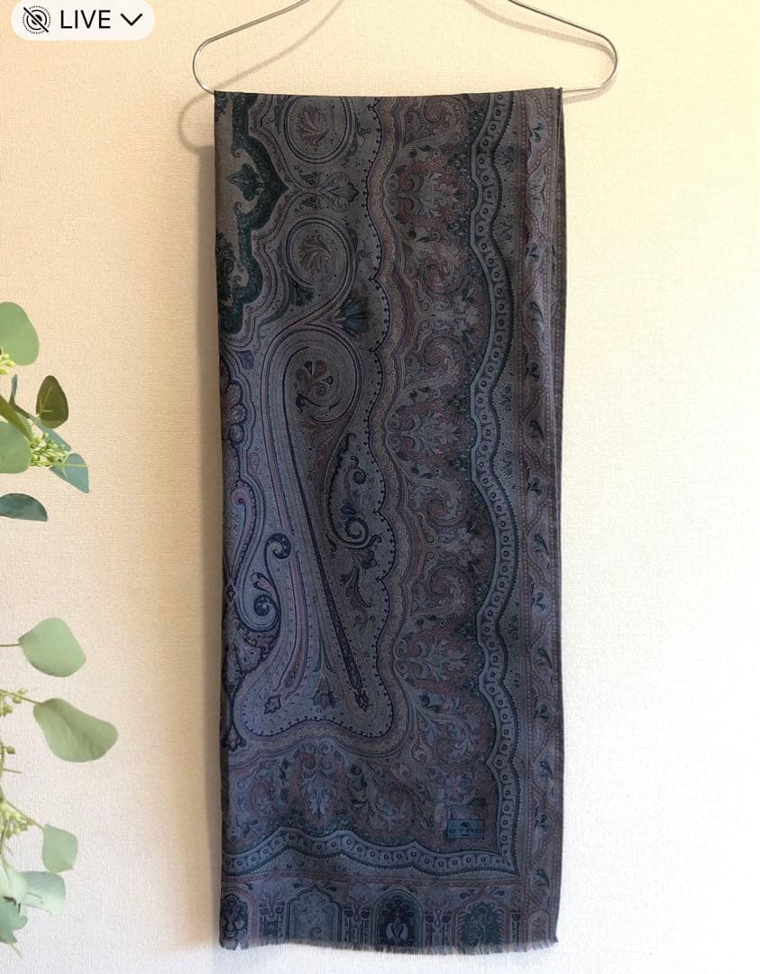 ETRO エトロ ショール ストールペイズリーSILK LANAWOOイタリア製