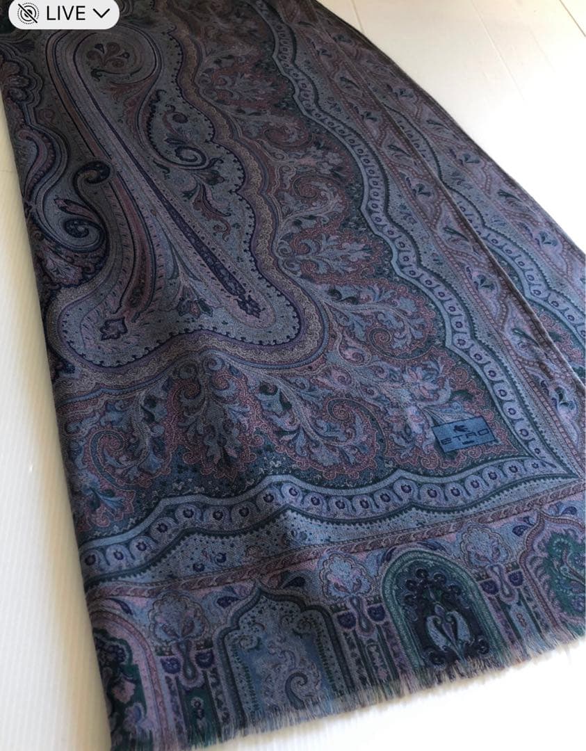 ETRO エトロ ショール ストールペイズリーSILK LANAWOOイタリア製