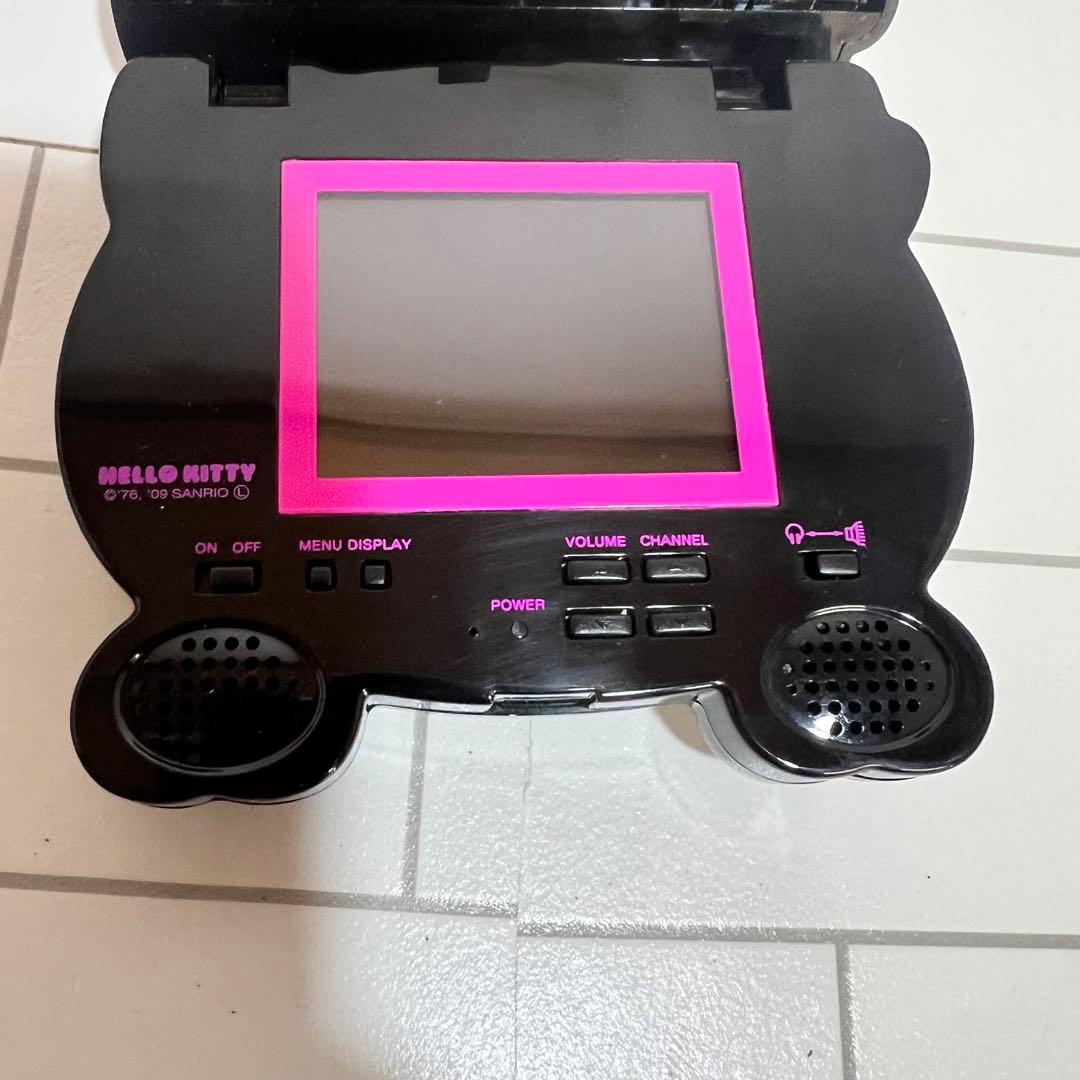 キティ　ワンセグテレビ　フェイス型　黒キティ　ピンク　小型　動作OK サンリオ