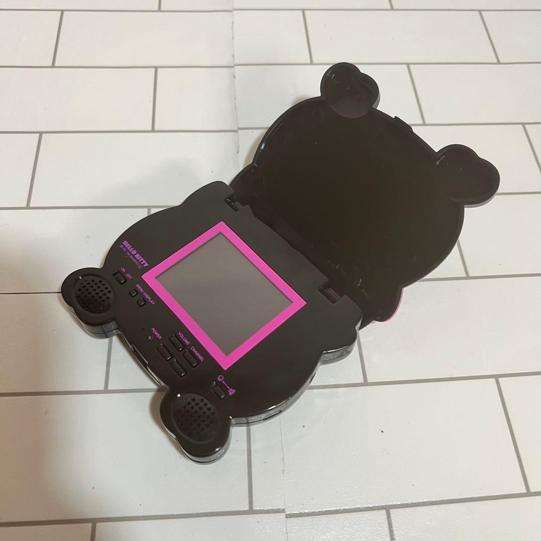 キティ　ワンセグテレビ　フェイス型　黒キティ　ピンク　小型　動作OK サンリオ