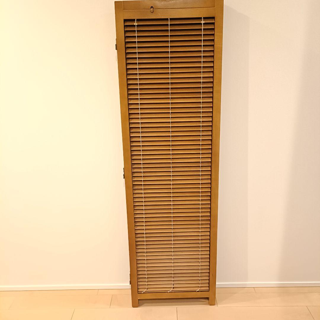 北欧レトロ 木製フレーム 3連 ブラインドパーティション パーテーション 衝立