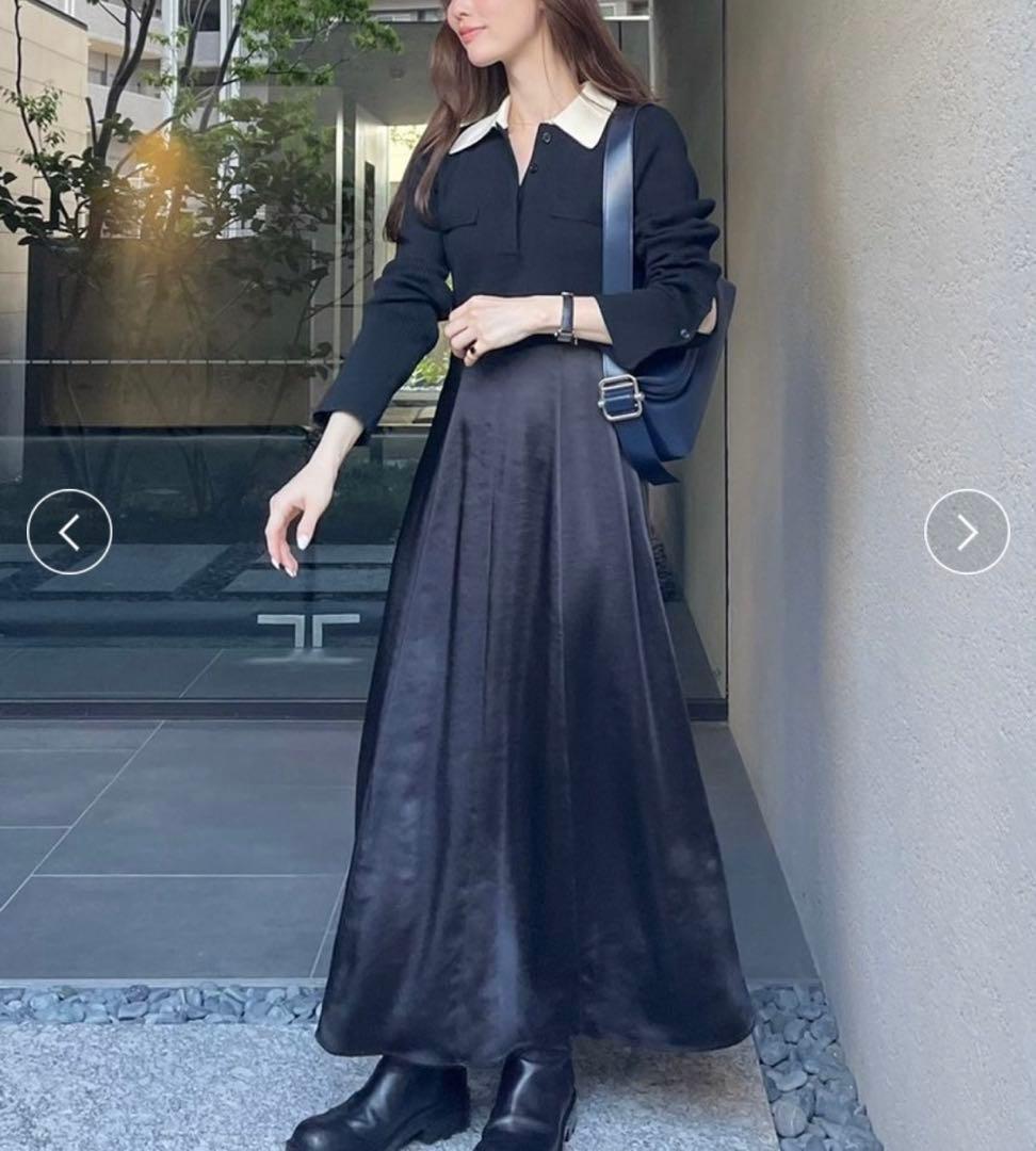 FRAY I.D オープンポロカラーニットワンピース