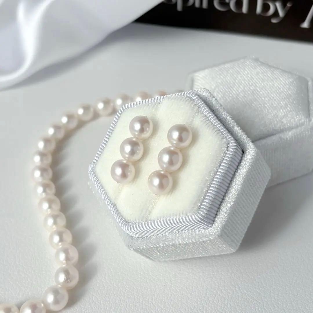 あこや真珠ピアス　３連ピアス　14kgf No.6