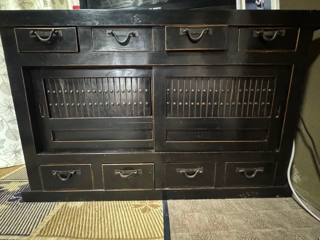 【高級】【良品】【限定4/20マデ】和風 茶箪笥(黒) Atype