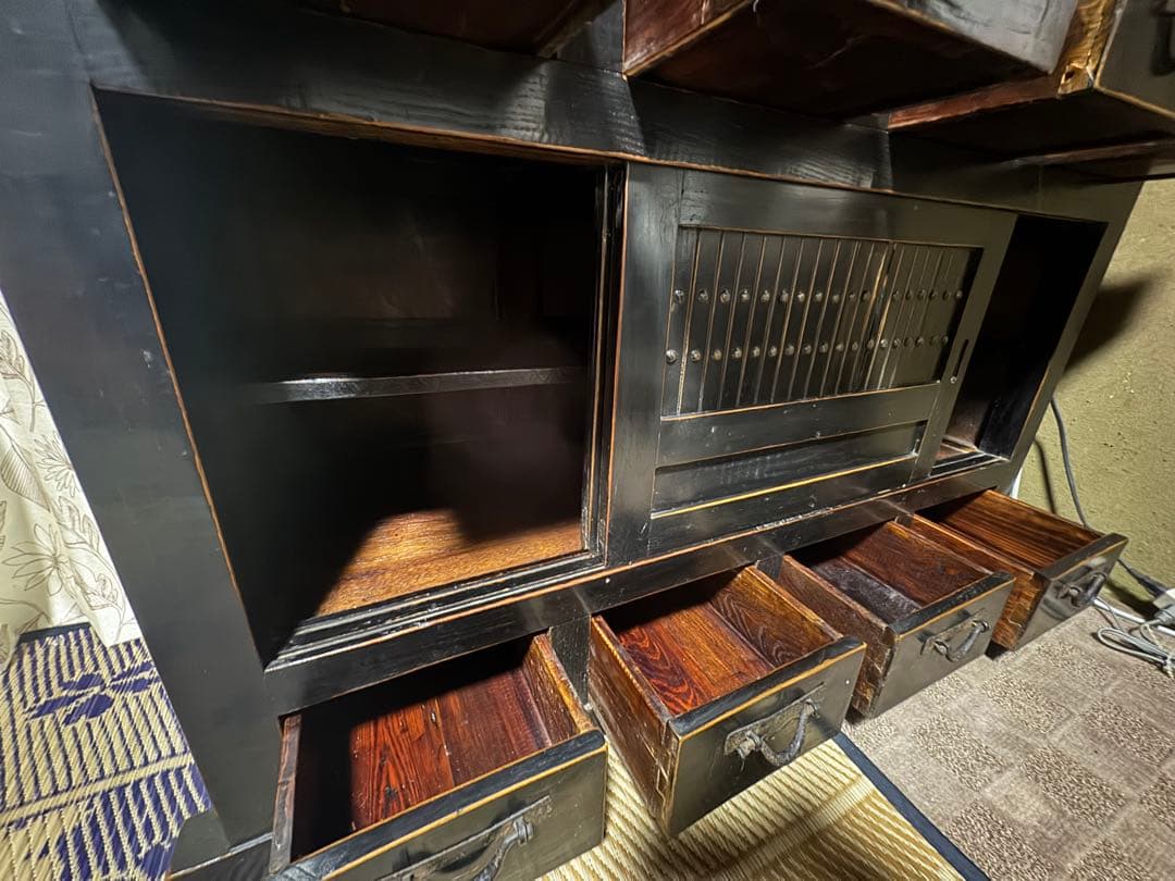 【高級】【良品】【限定4/20マデ】和風 茶箪笥(黒) Atype