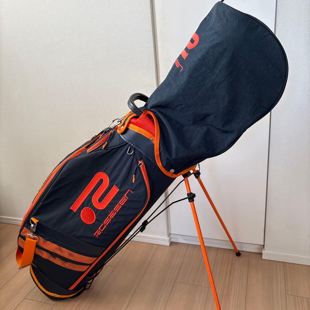 キャディバッグ 黒・オレンジ ロゴ入り