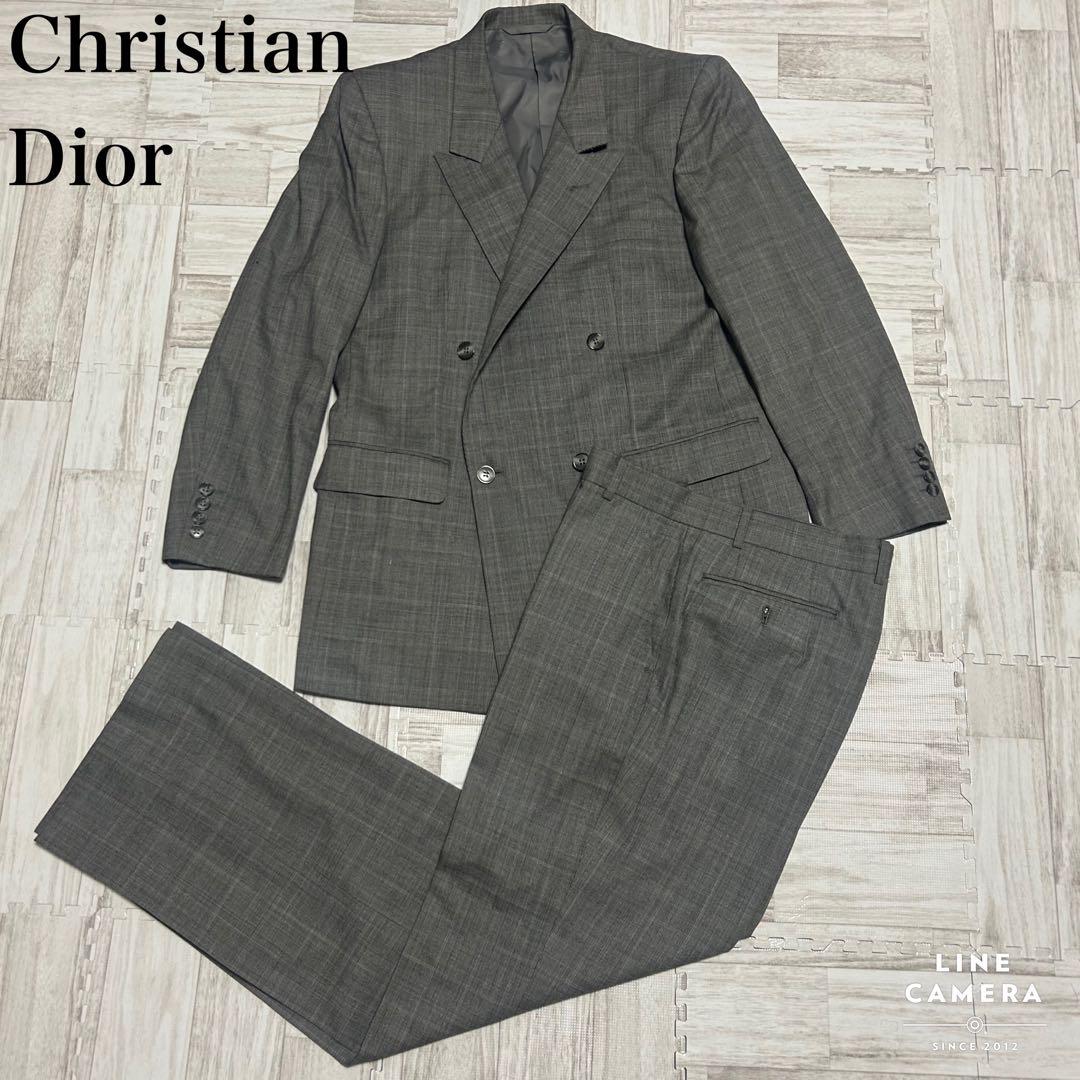 【美品】クリスチャンディオール　セットアップ　ダブル　グレンチェック　 L相当