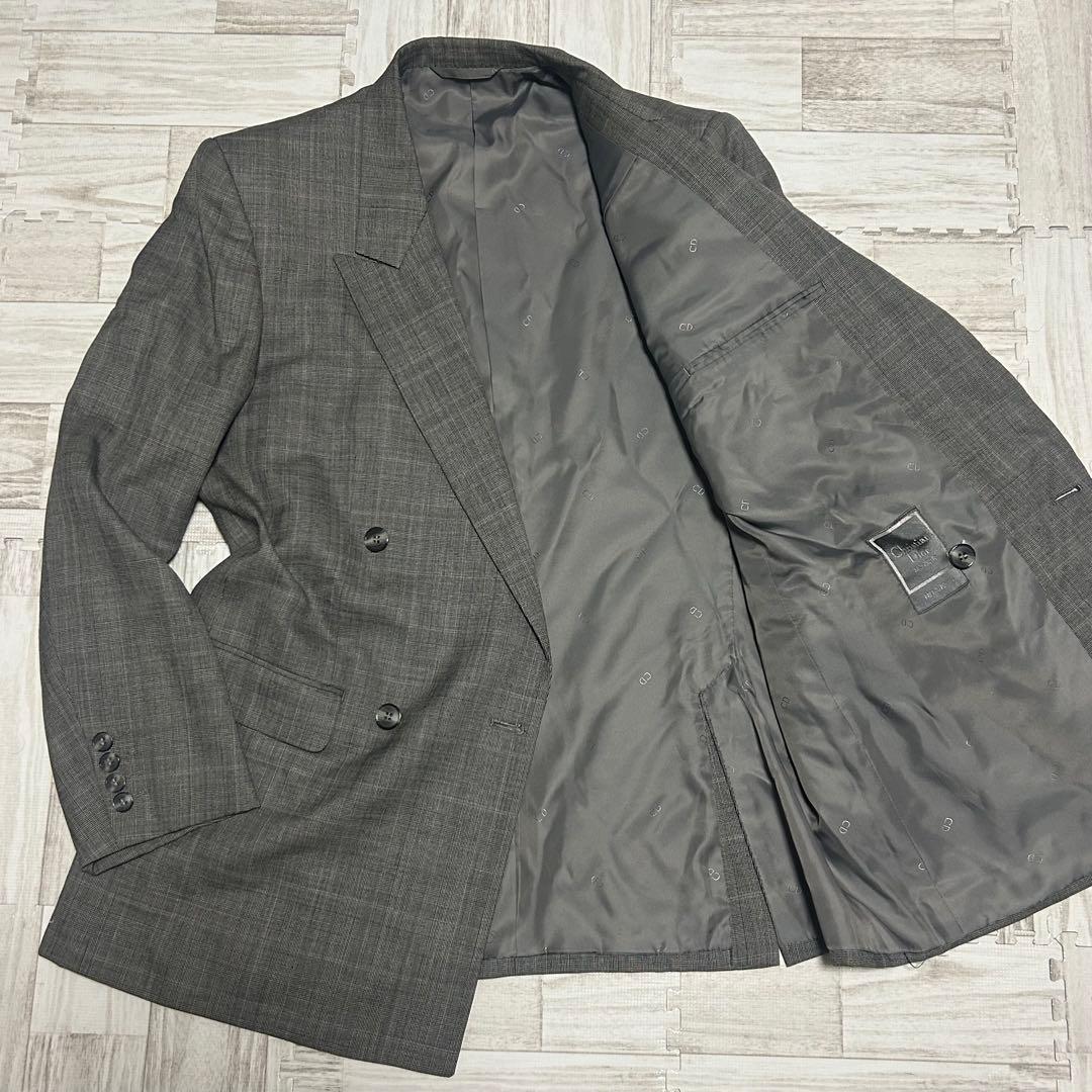 【美品】クリスチャンディオール　セットアップ　ダブル　グレンチェック　 L相当