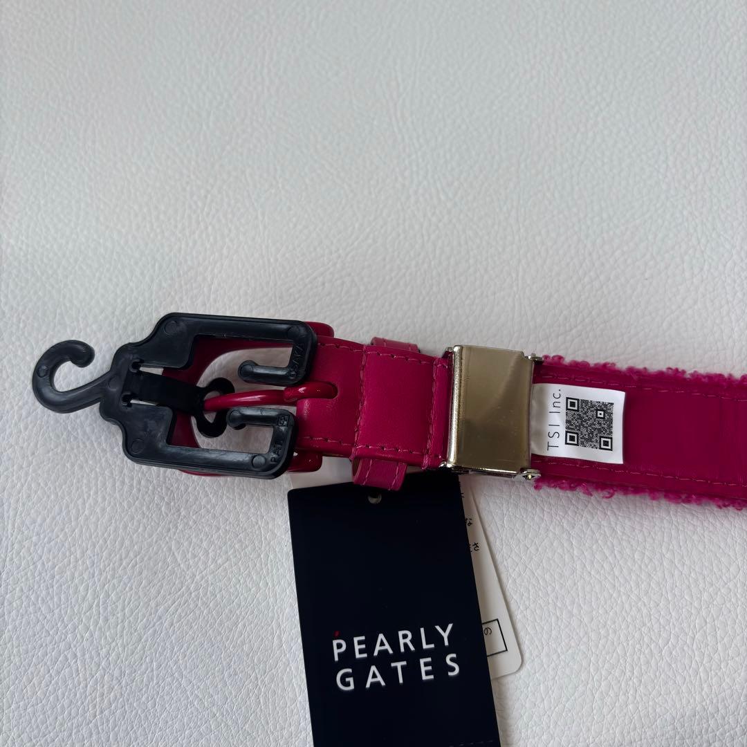 【新品】パーリーゲイツ　レディースゴルフベルト　ピンク　ボアベルト　刺繍ロゴ