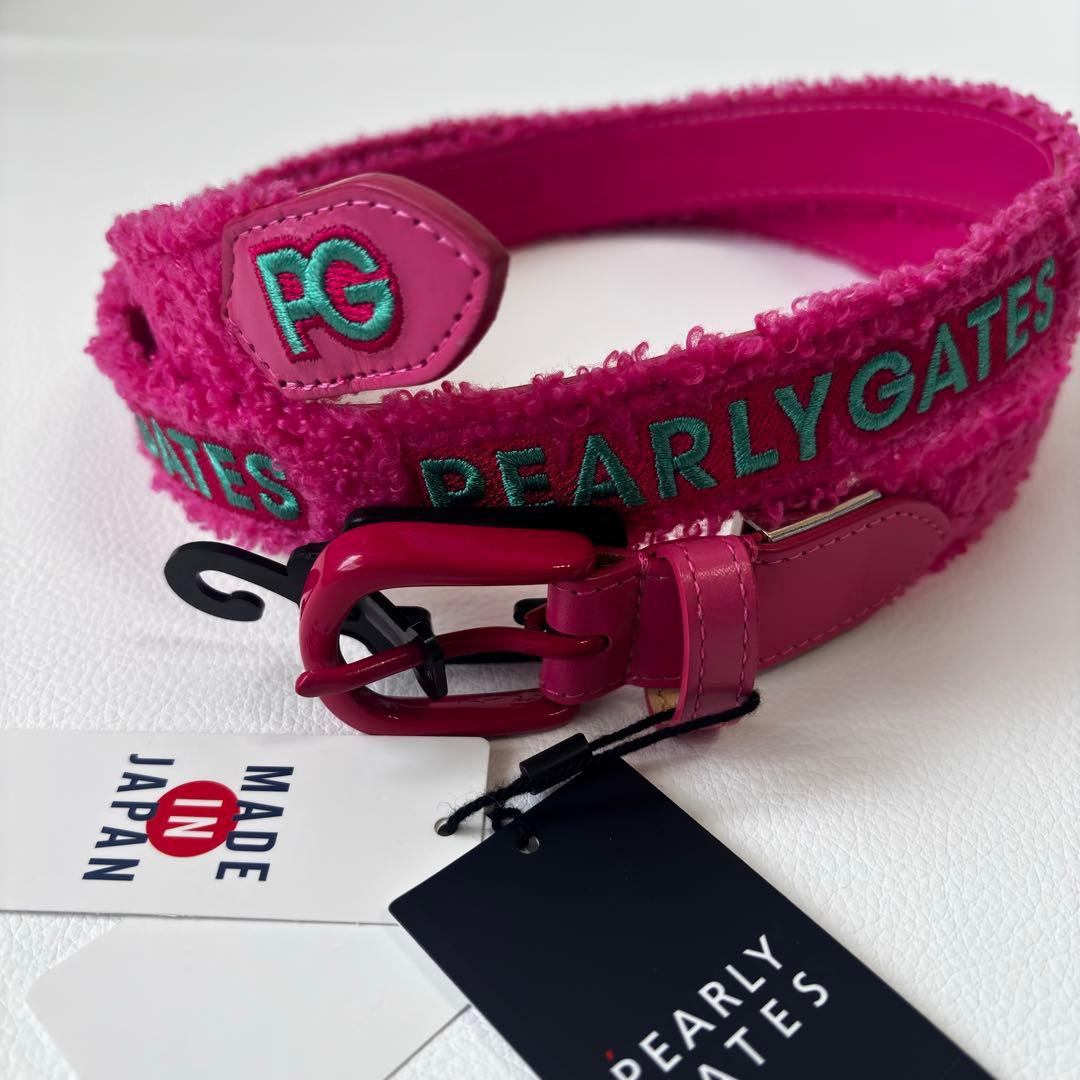 【新品】パーリーゲイツ　レディースゴルフベルト　ピンク　ボアベルト　刺繍ロゴ