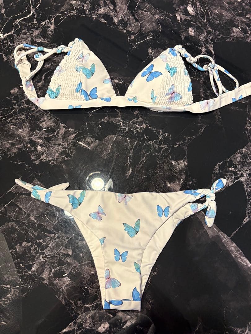 アリシアスタン 水着 バタフライ ホワイト 上下セット