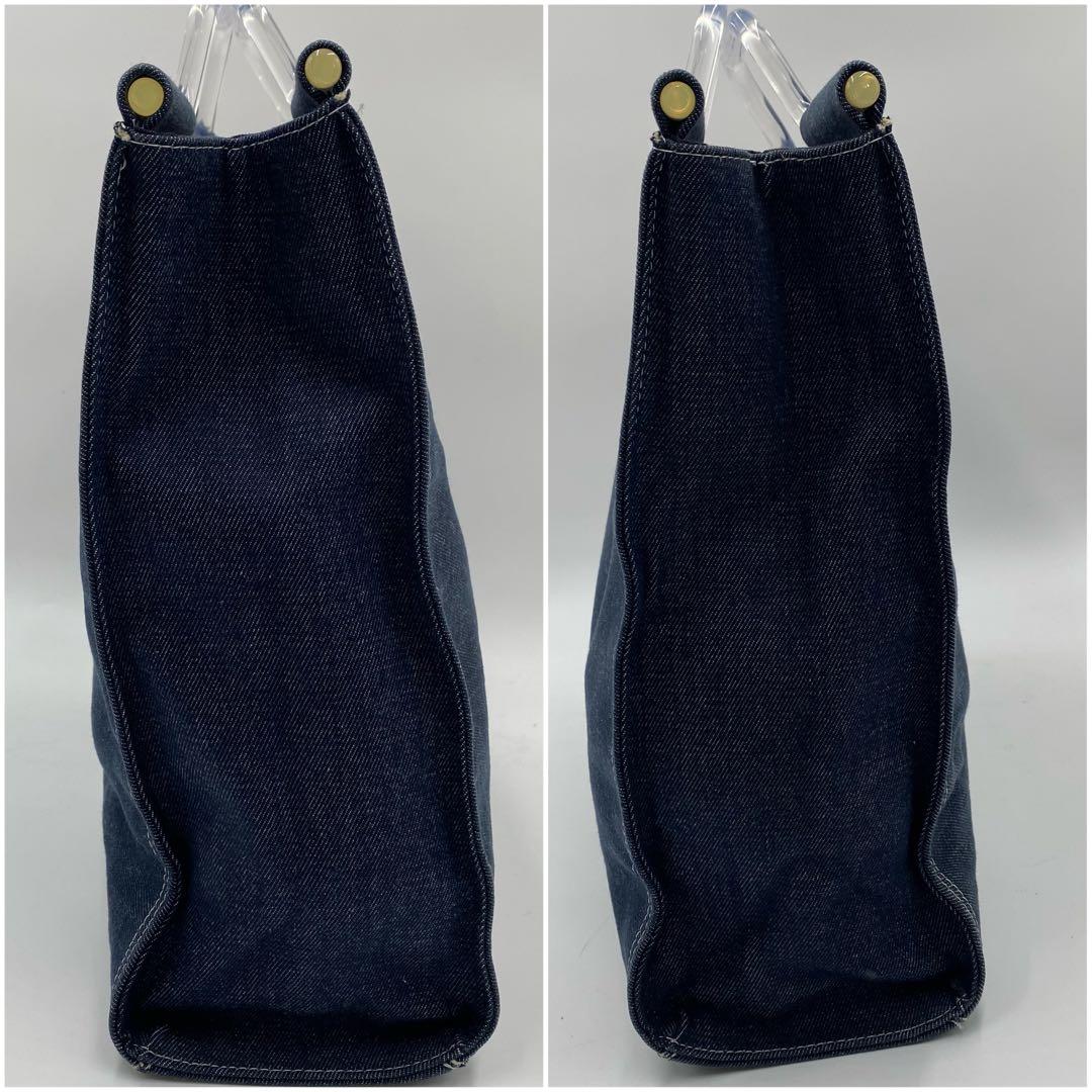 美品希少✨ クレージュ ハンドバッグ クリアハンドル 希少 ロゴ刺繍 インディゴ