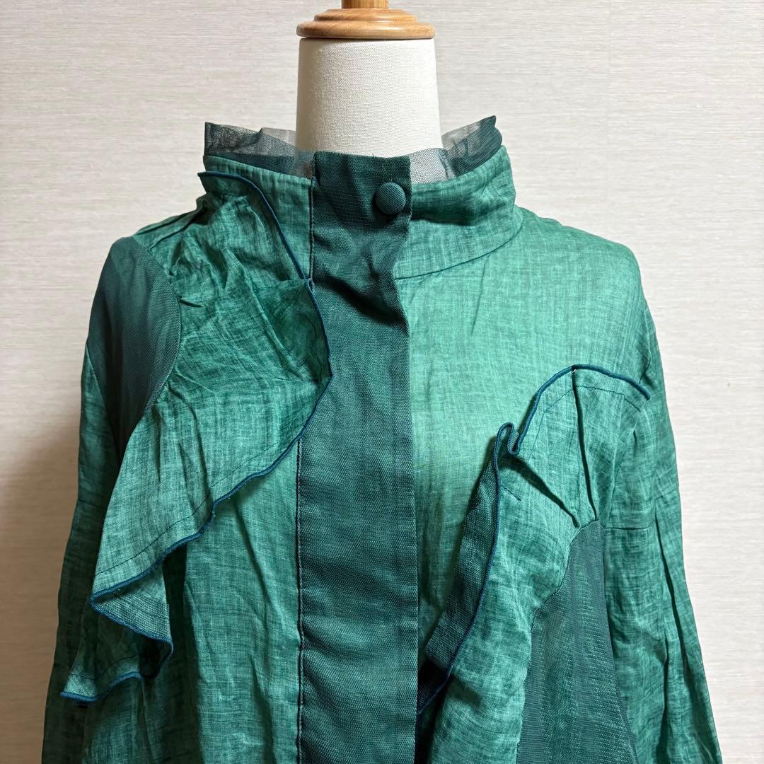 【未使用】エイココンドウ リネン 麻 コート メッシュ 異素材 スプリングコート