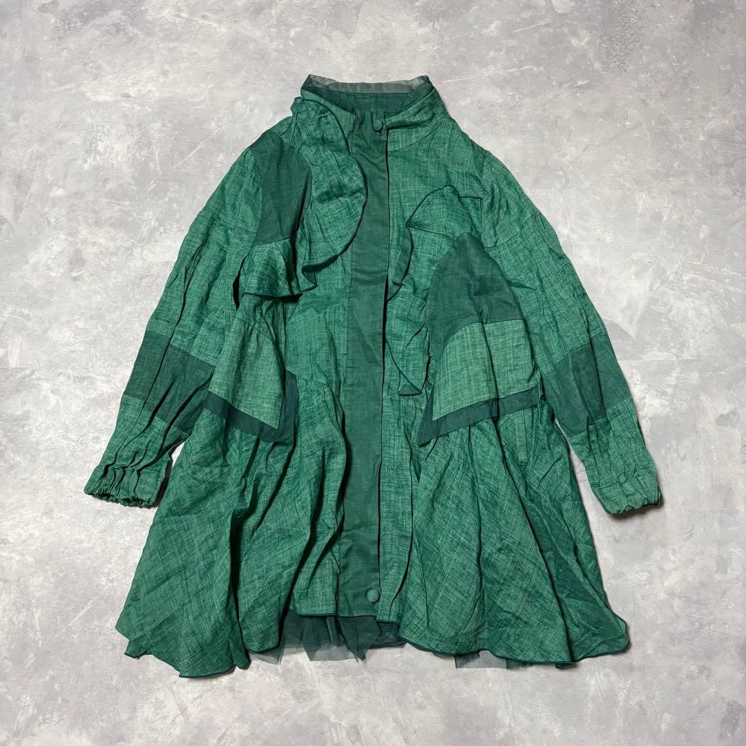 【未使用】エイココンドウ リネン 麻 コート メッシュ 異素材 スプリングコート