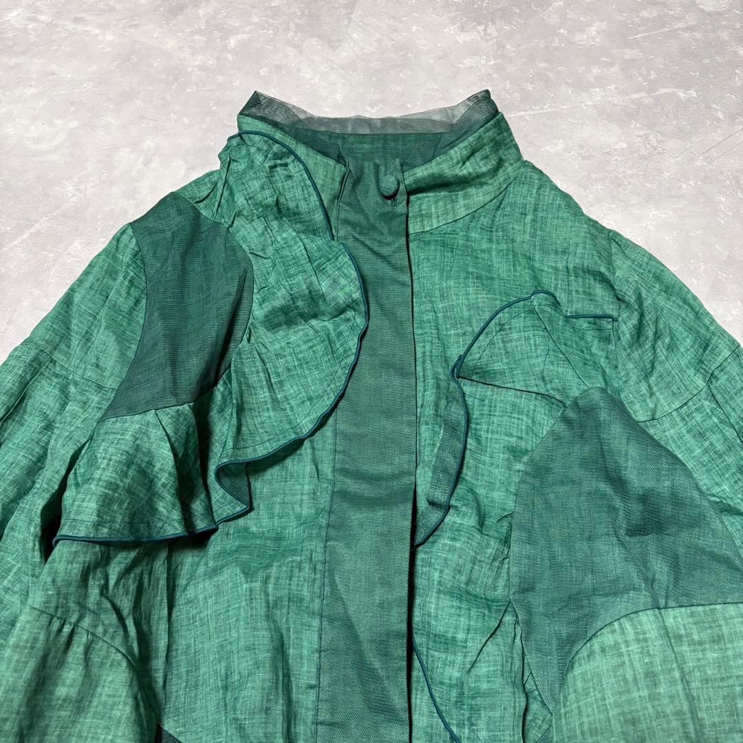 【未使用】エイココンドウ リネン 麻 コート メッシュ 異素材 スプリングコート