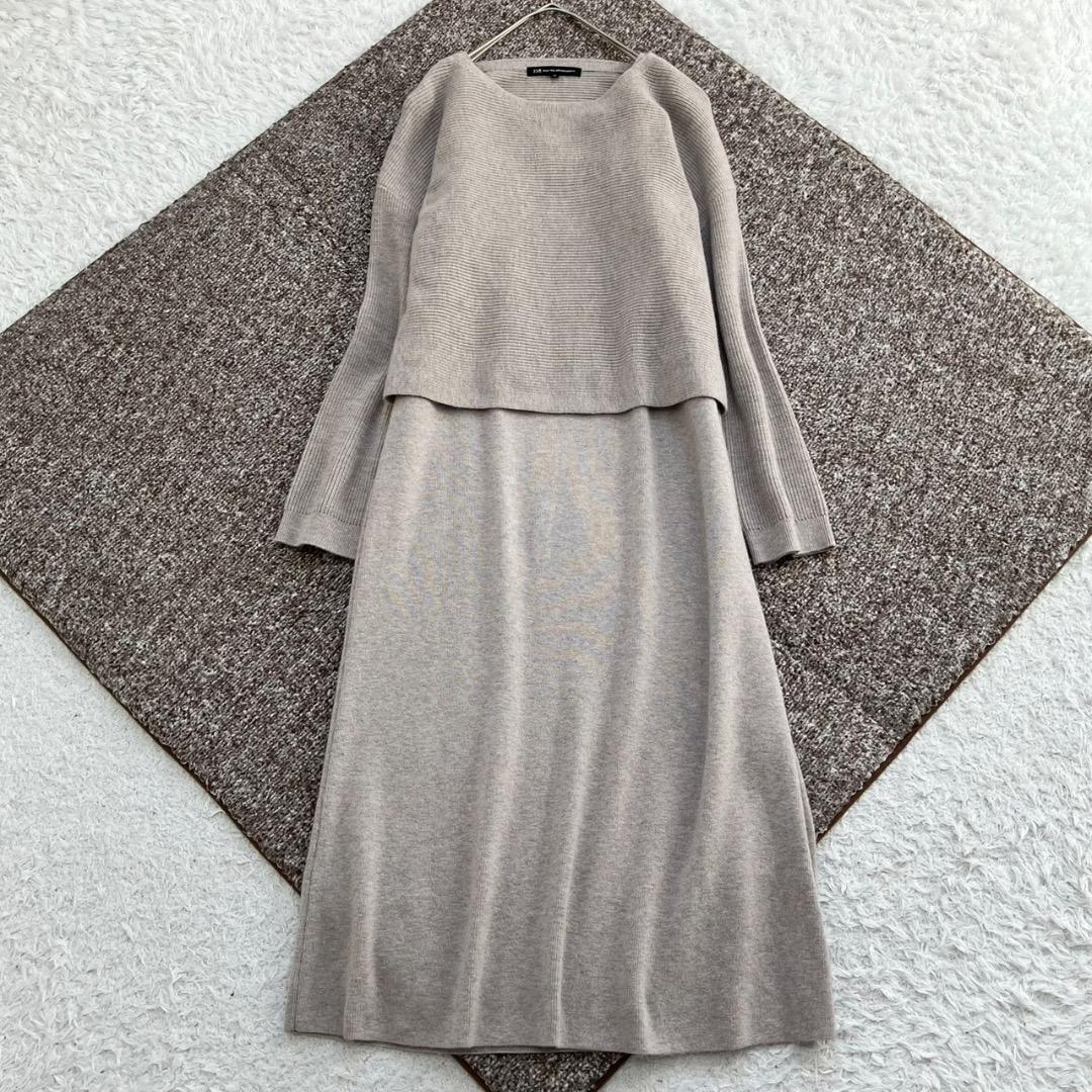 24AW✨極美品✨23区 レイヤードニットツインワンピース 小さいサイズ 洗える