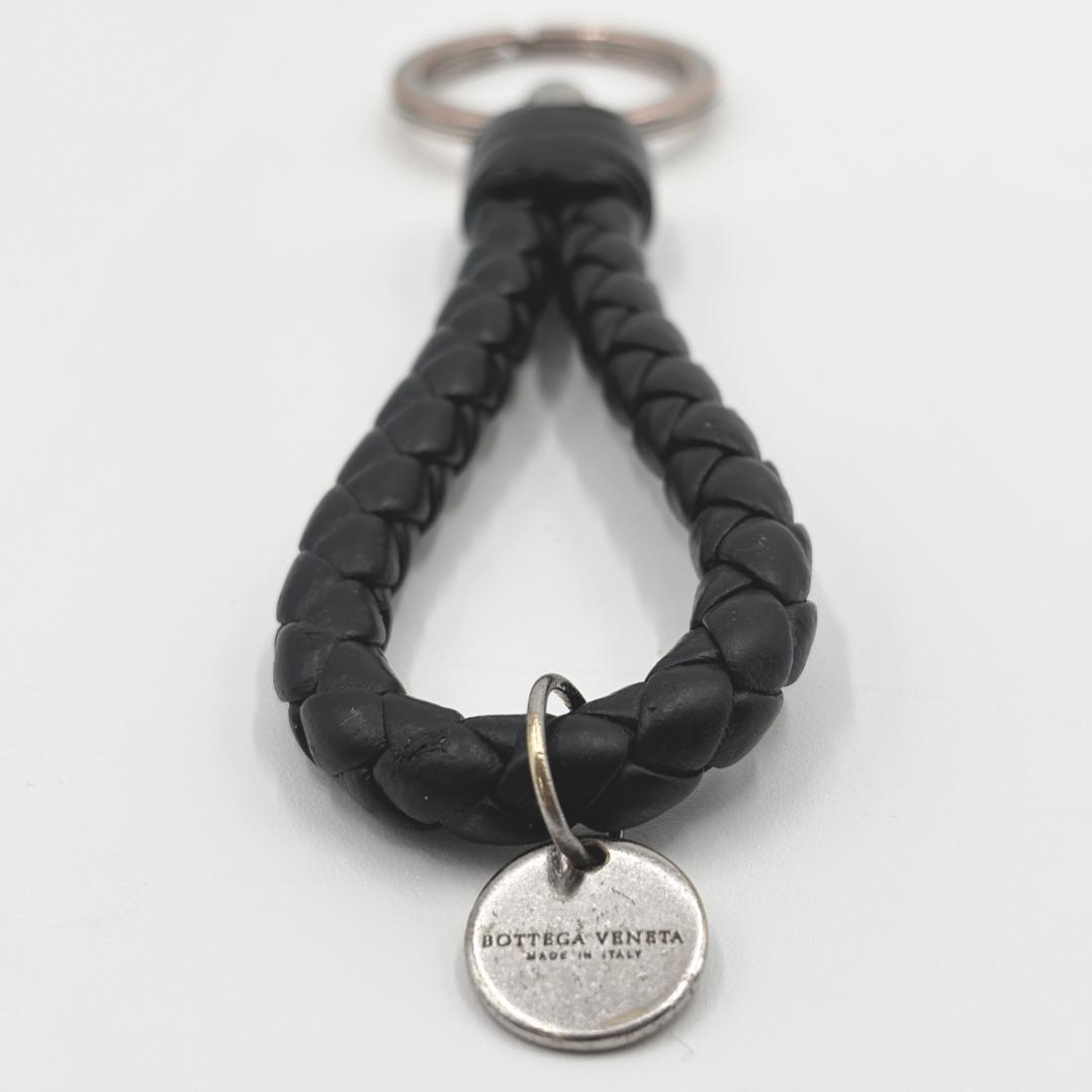 美品✨️ボッテガヴェネタ イントレチャート レザーキーリング チャコールグレー
