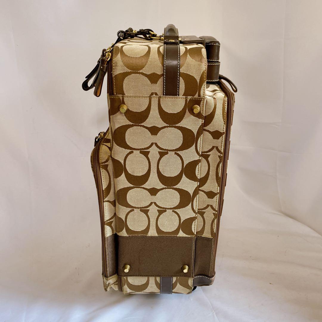 COACH　キャリーケース　スーツケース　2輪　シグネチャー　ブラウン　機内持込