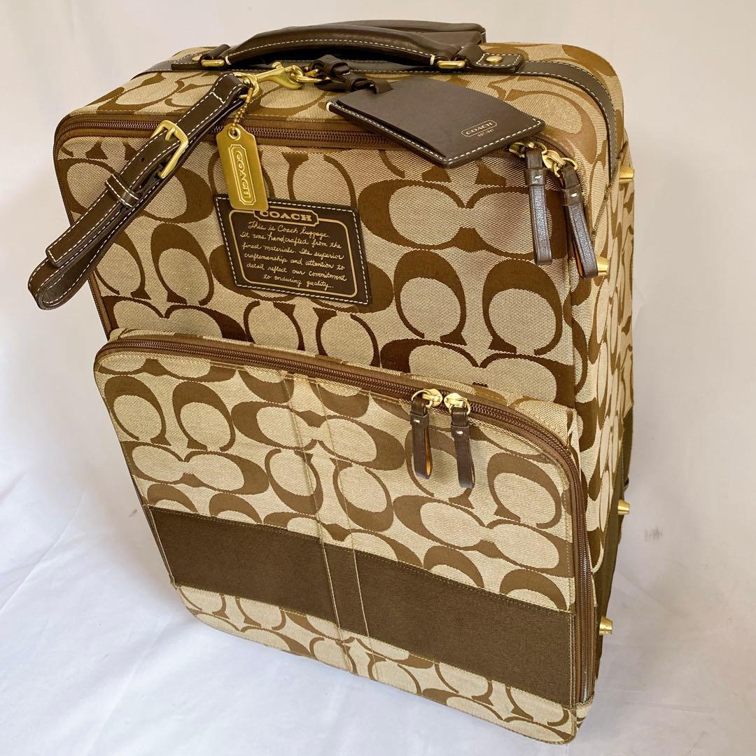COACH　キャリーケース　スーツケース　2輪　シグネチャー　ブラウン　機内持込