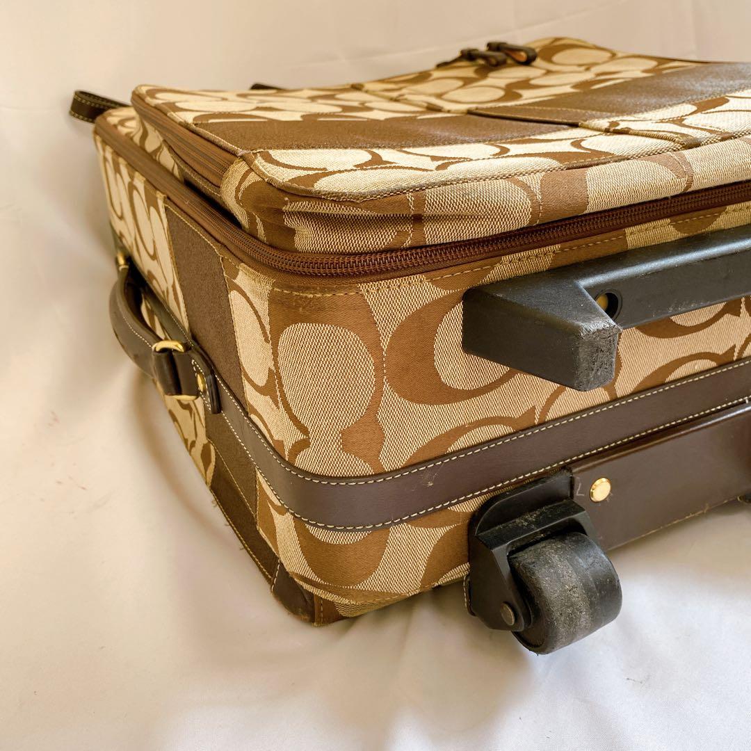 COACH　キャリーケース　スーツケース　2輪　シグネチャー　ブラウン　機内持込