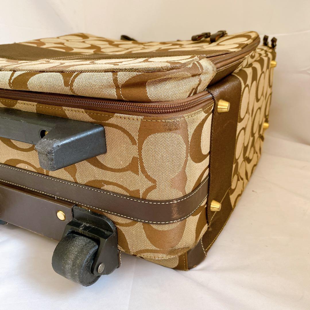COACH　キャリーケース　スーツケース　2輪　シグネチャー　ブラウン　機内持込