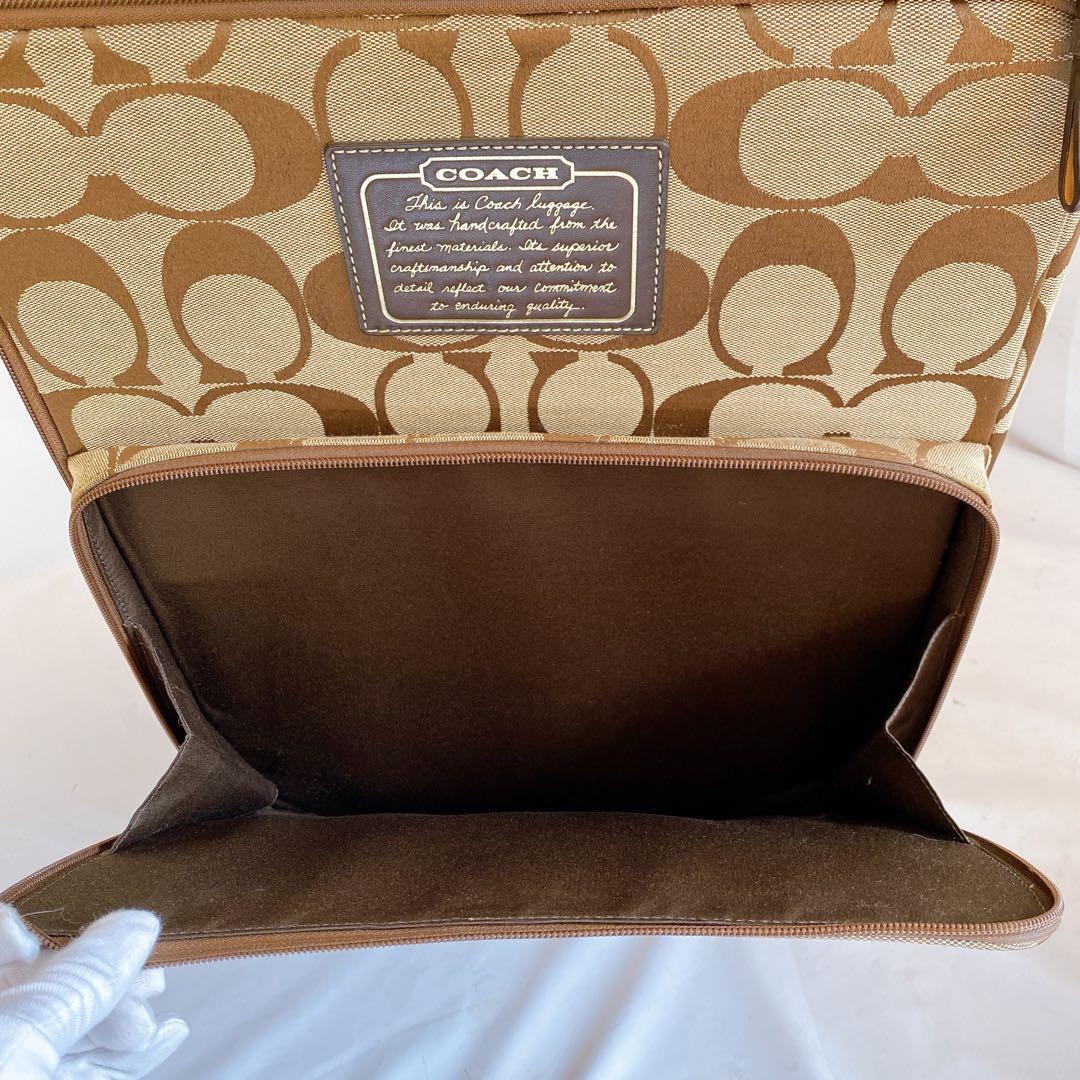 COACH　キャリーケース　スーツケース　2輪　シグネチャー　ブラウン　機内持込