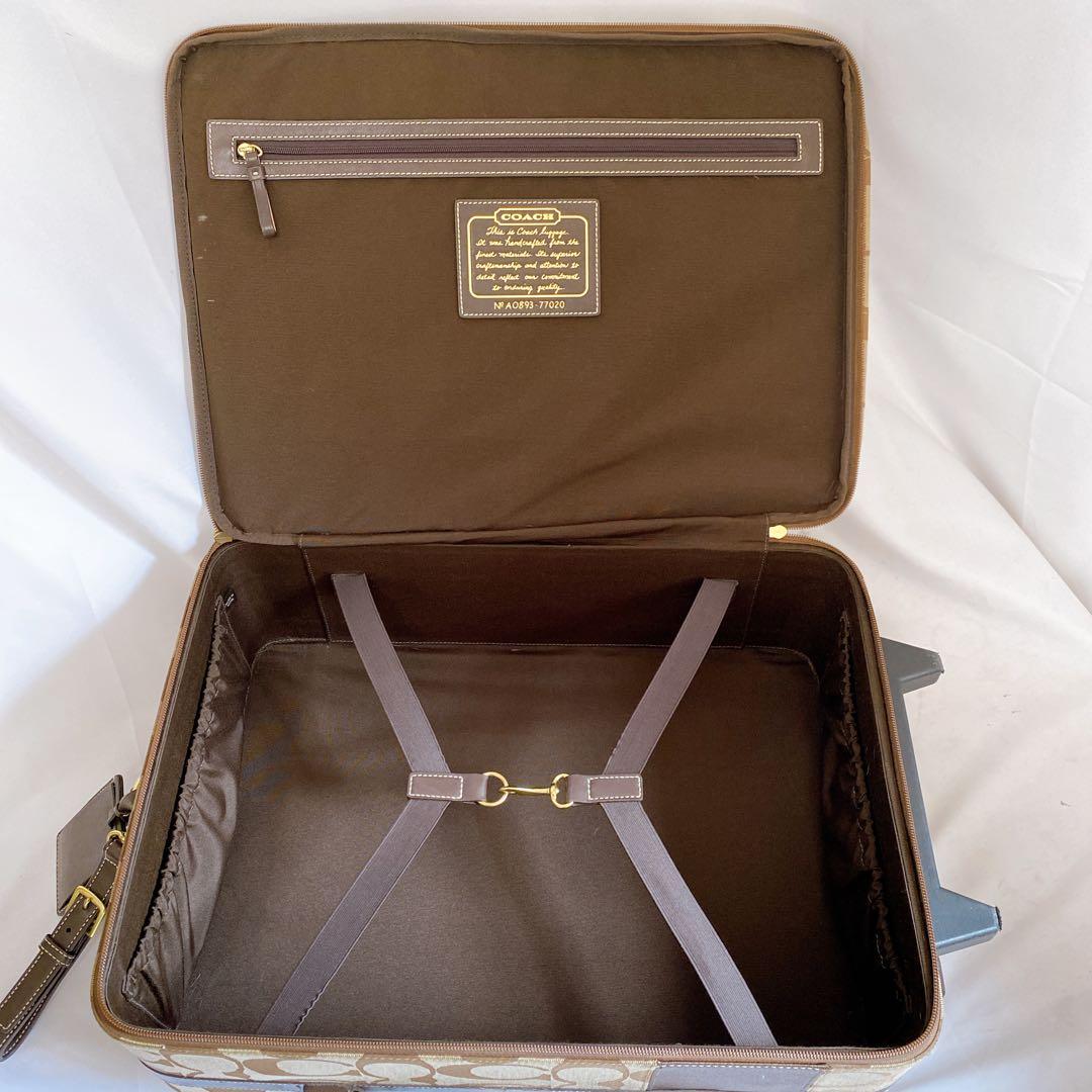 COACH　キャリーケース　スーツケース　2輪　シグネチャー　ブラウン　機内持込