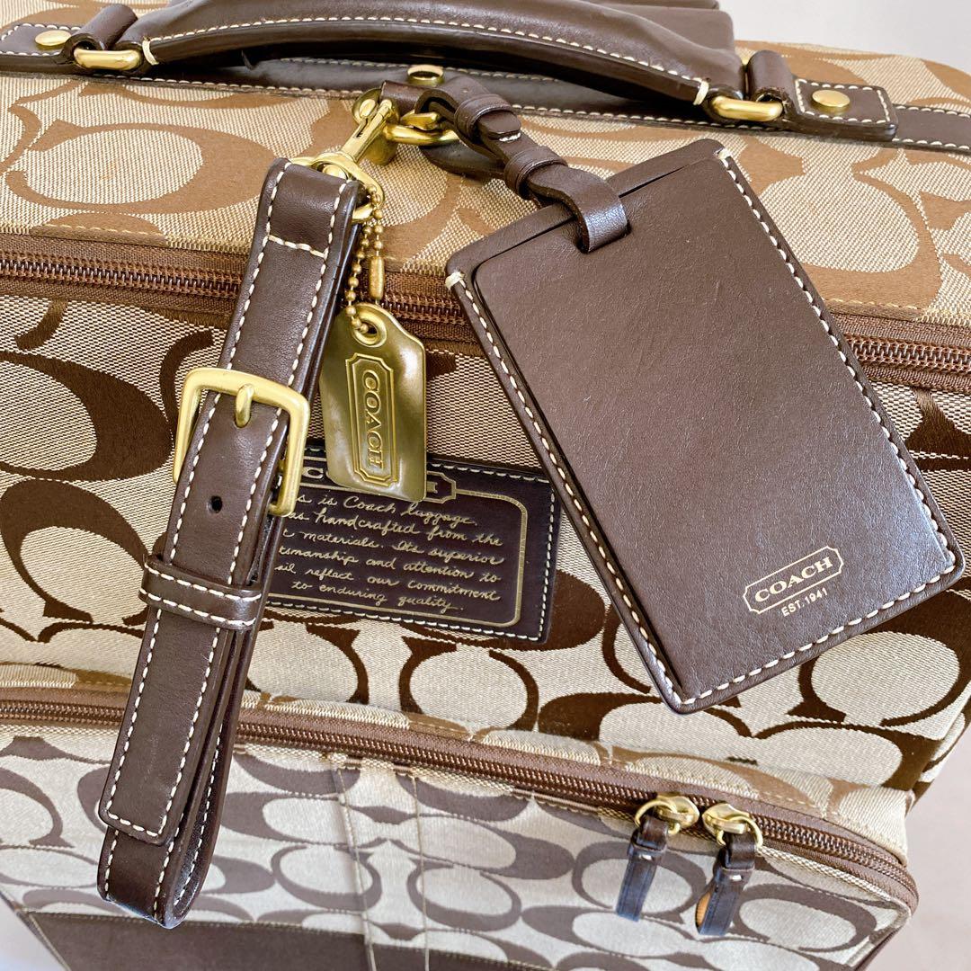 COACH　キャリーケース　スーツケース　2輪　シグネチャー　ブラウン　機内持込