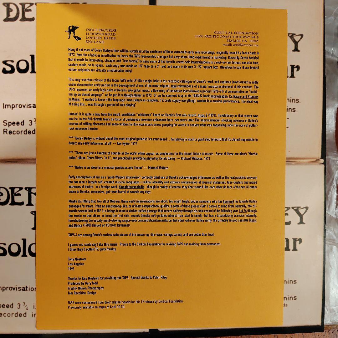 Derek Bailey / Incus Taps レコード