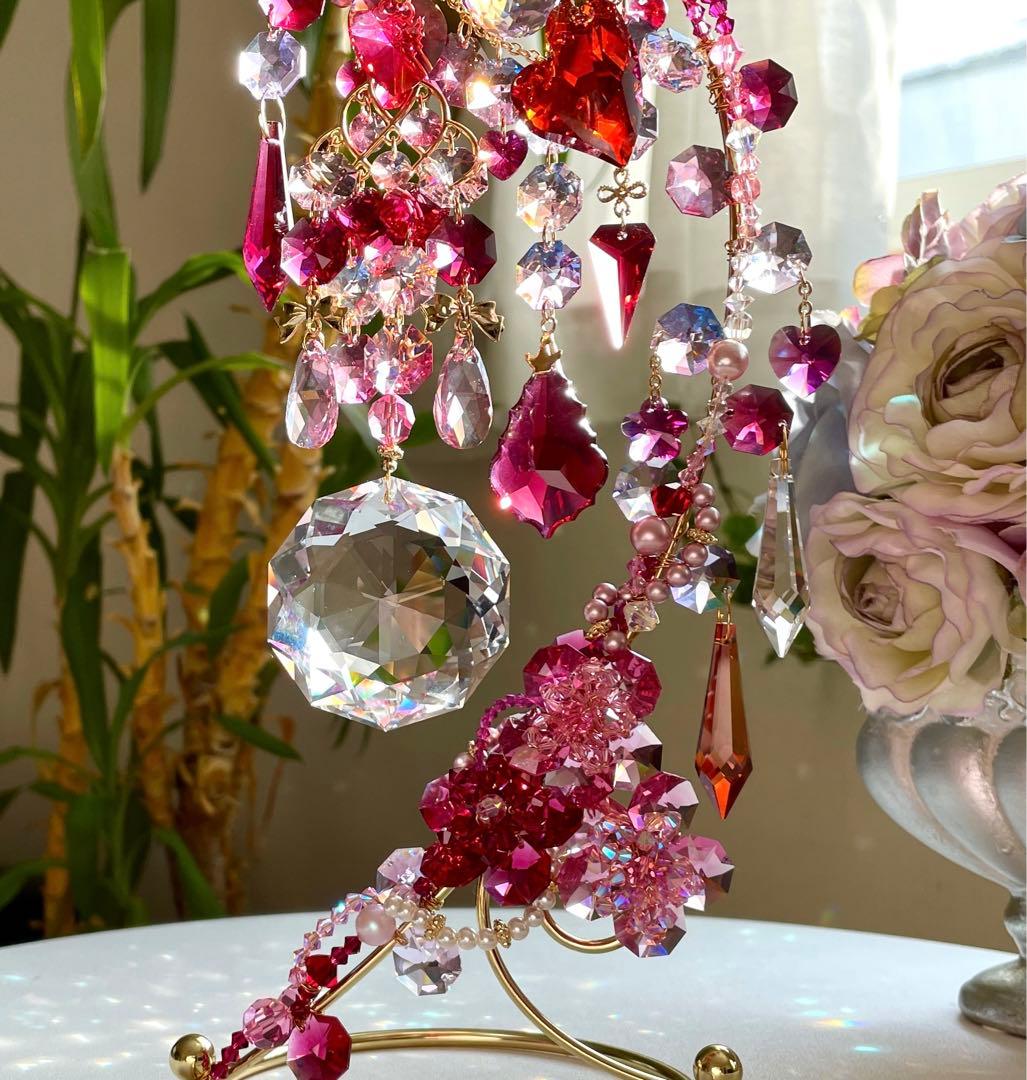 サンキャッチャー スワロフスキー ダリア50mm クリスタル