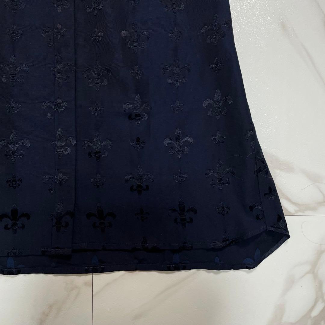 近年✨グレースコンチネンタル グログランジャガードシャツドレス 花柄 ネイビー