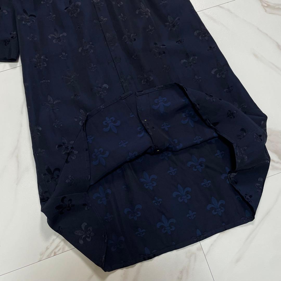 近年✨グレースコンチネンタル グログランジャガードシャツドレス 花柄 ネイビー