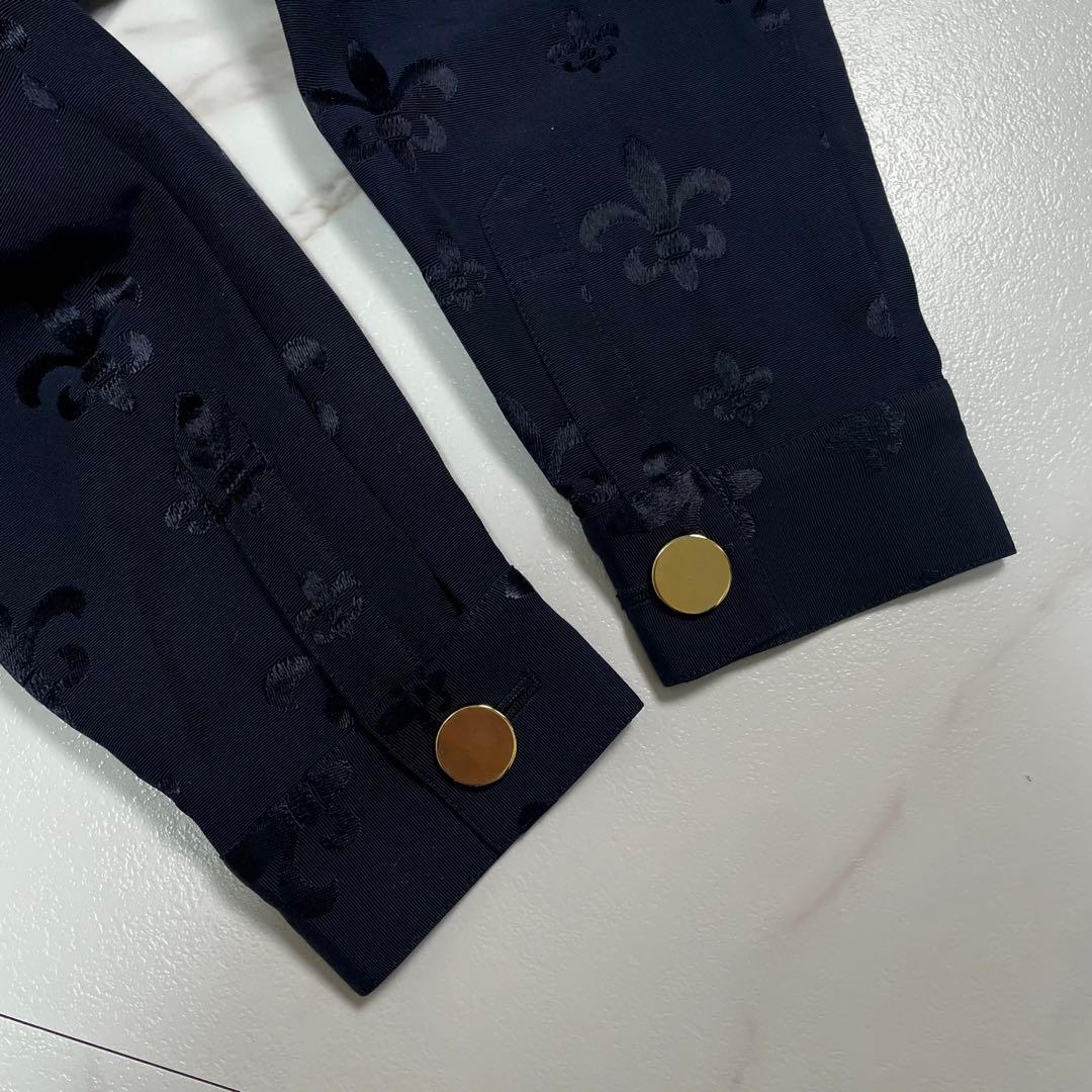 近年✨グレースコンチネンタル グログランジャガードシャツドレス 花柄 ネイビー