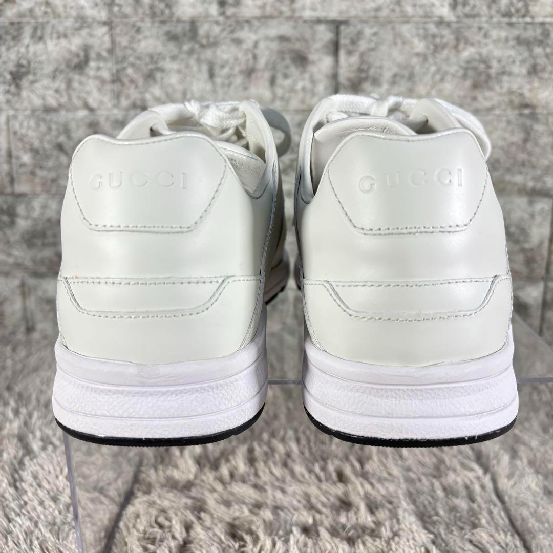 新品級❣️GUCCI グッチ ロゴマーク レザー スニーカー オールホワイト