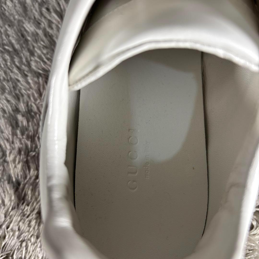 新品級❣️GUCCI グッチ ロゴマーク レザー スニーカー オールホワイト