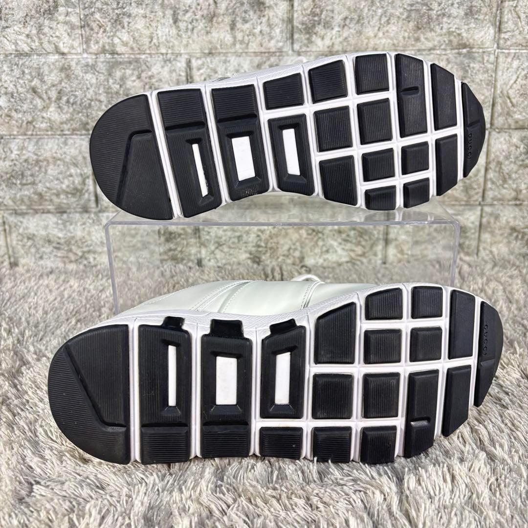 新品級❣️GUCCI グッチ ロゴマーク レザー スニーカー オールホワイト