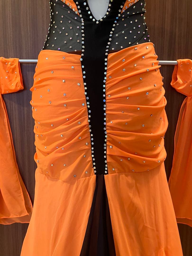 社交ダンスドレス オレンジと黒