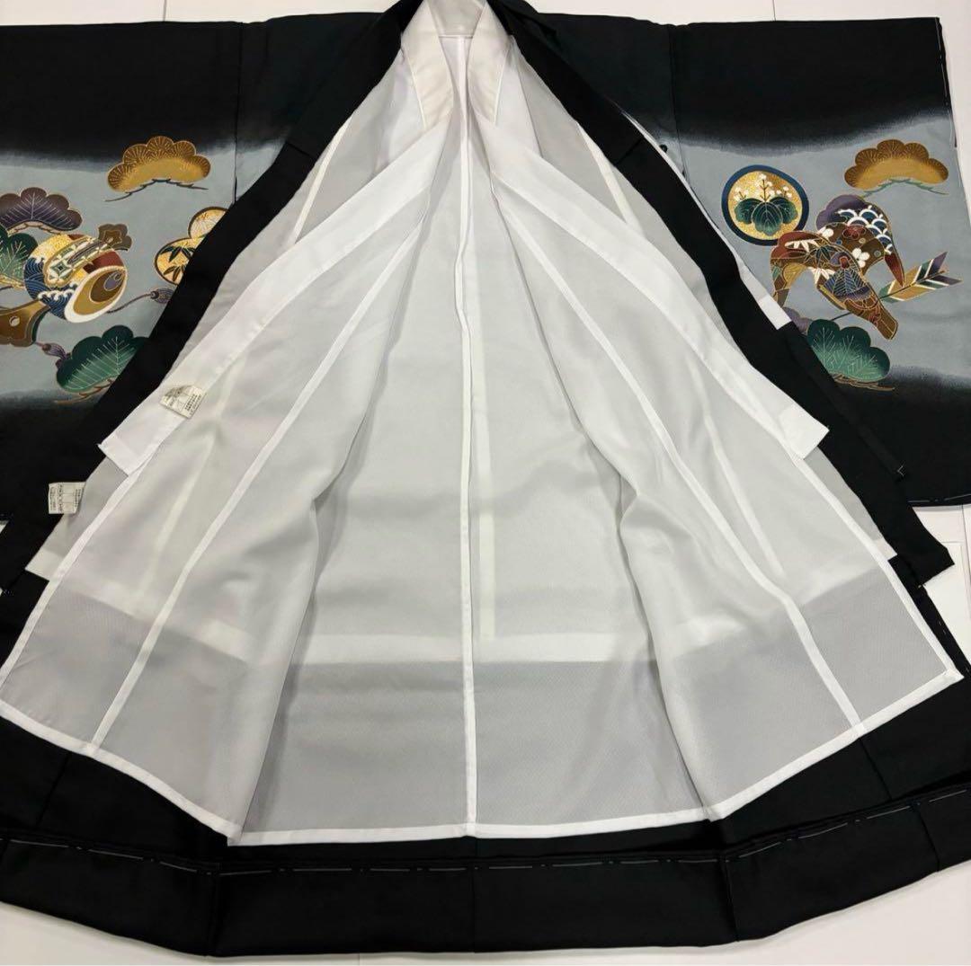 SALE　七五三　5歳男の子袴セット　黒系　キラキラ家紋　鷹　打ち出の小槌　新品