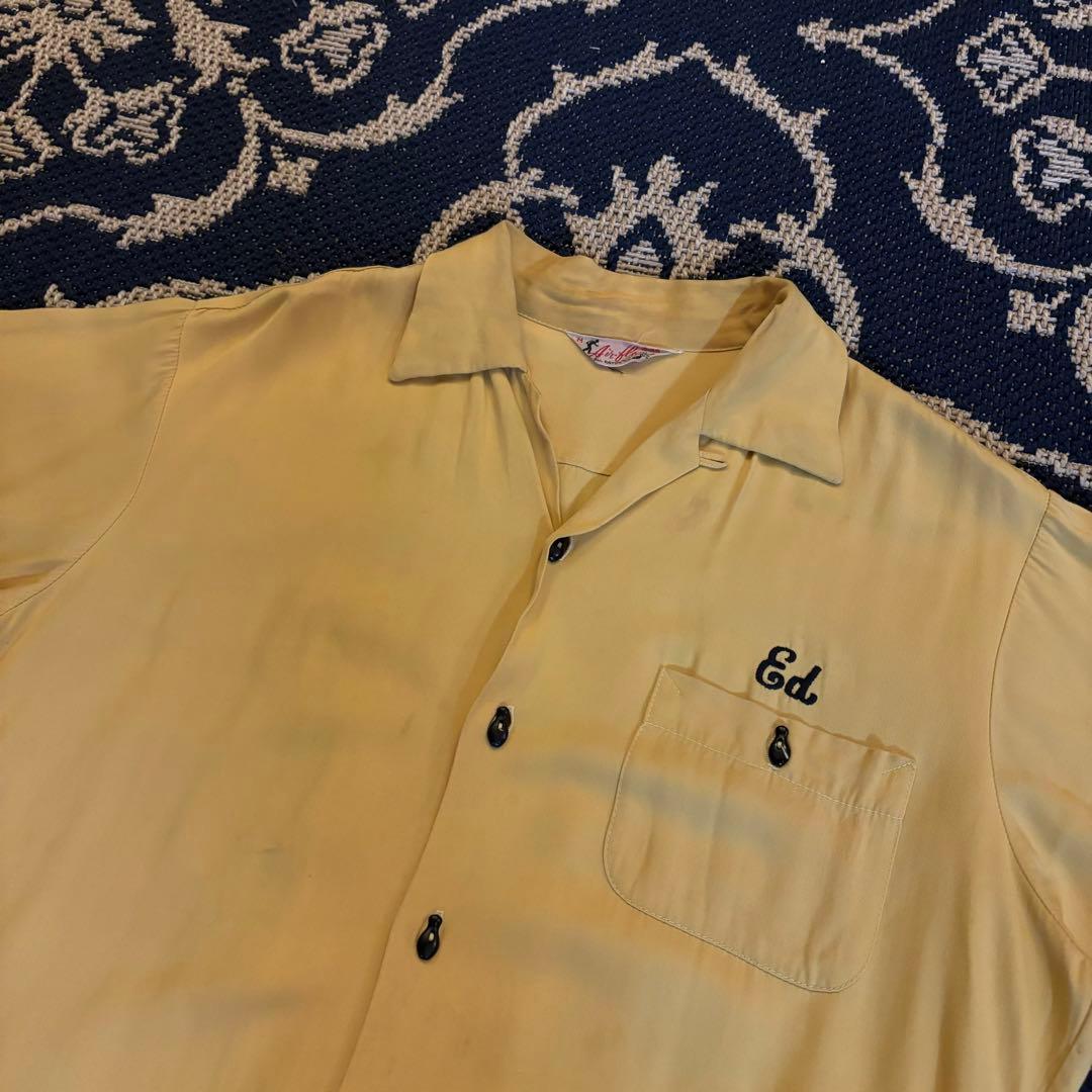 【vintage】60s ボーリング レーヨン シャツ Hilton フロッキー