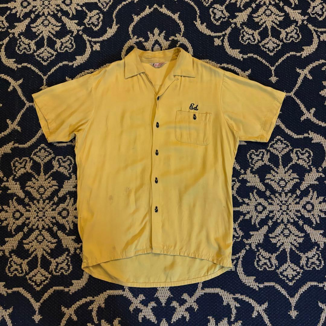 【vintage】60s ボーリング レーヨン シャツ Hilton フロッキー
