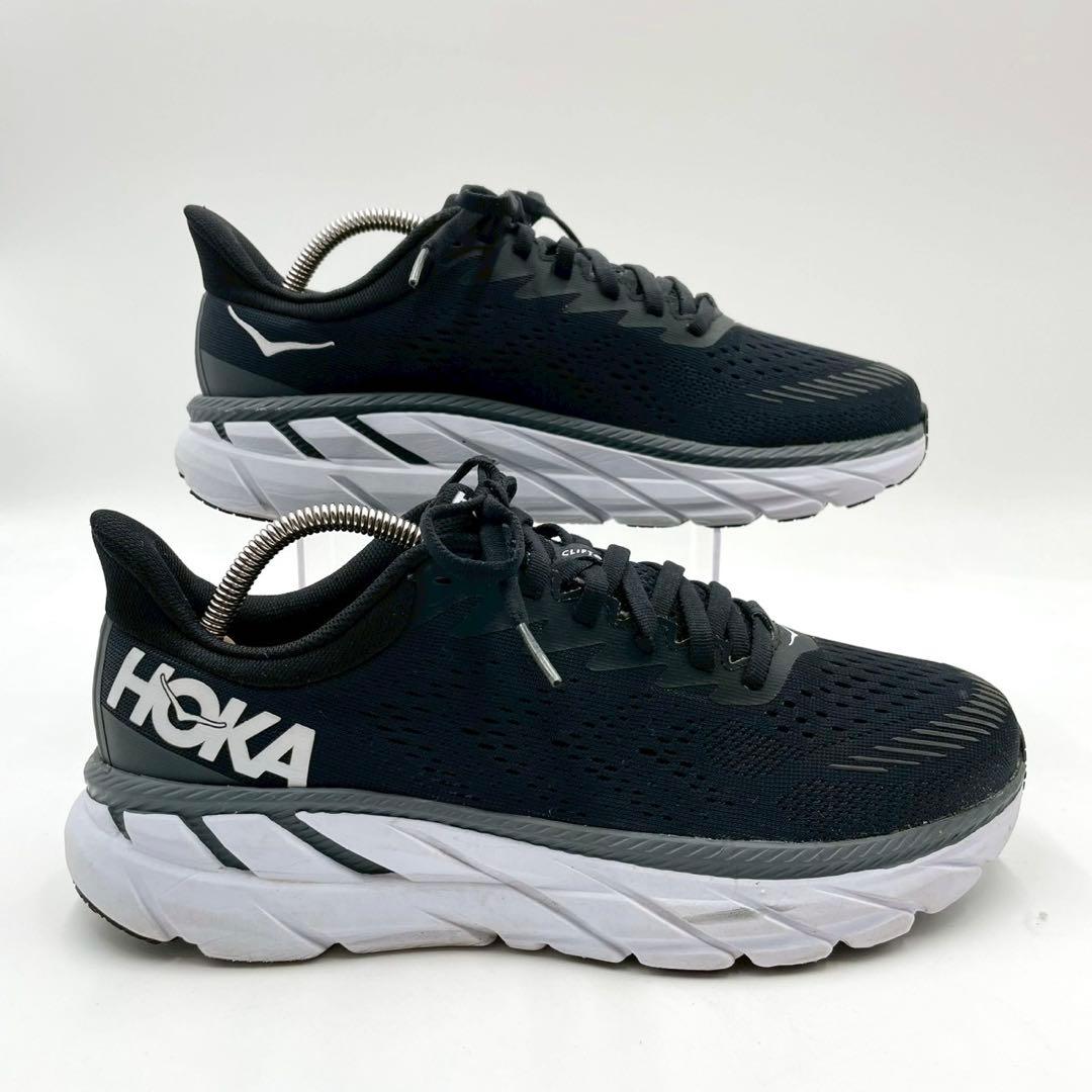 ホカオネオネ スニーカー W CLIFTON7 24.5 黒白 Y1463