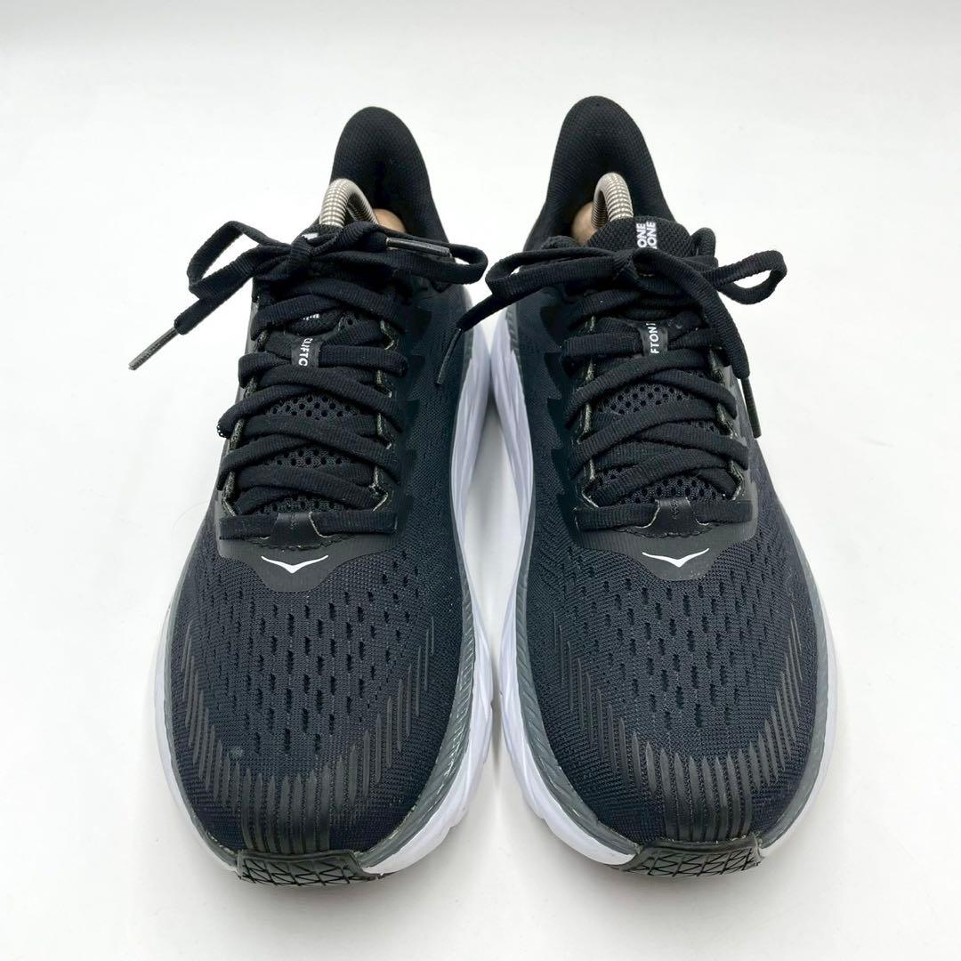 ホカオネオネ スニーカー W CLIFTON7 24.5 黒白 Y1463