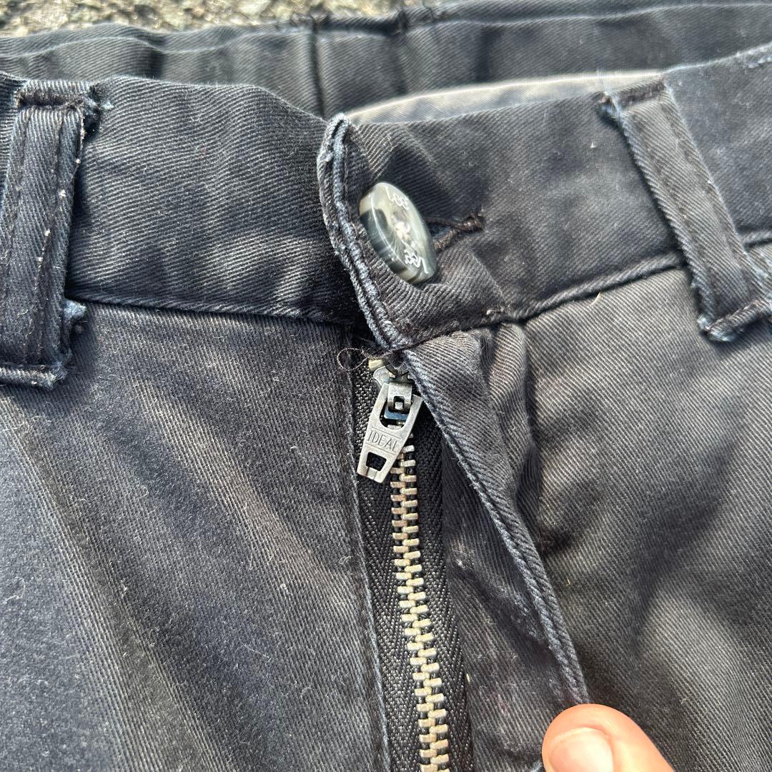 超極太 裾幅26cm ツータックチ Lee チノパン ブラック 30×28