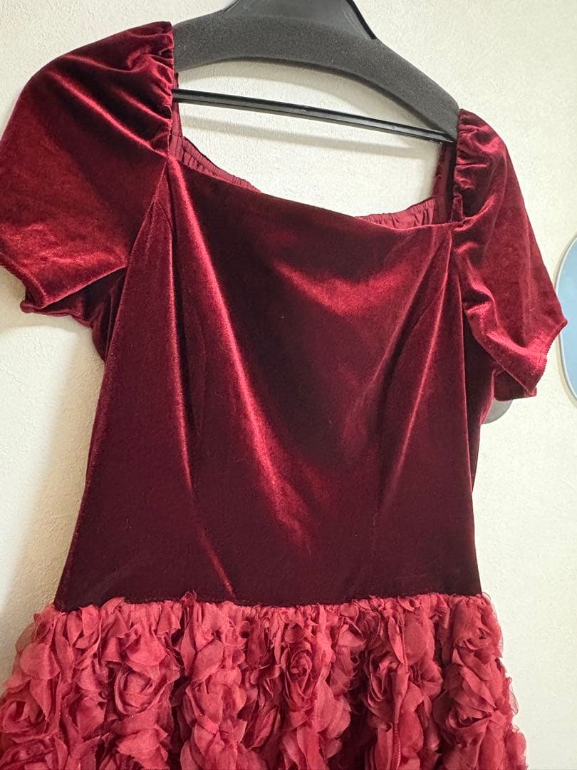 etoll. ベロアロゼットフレアドレス