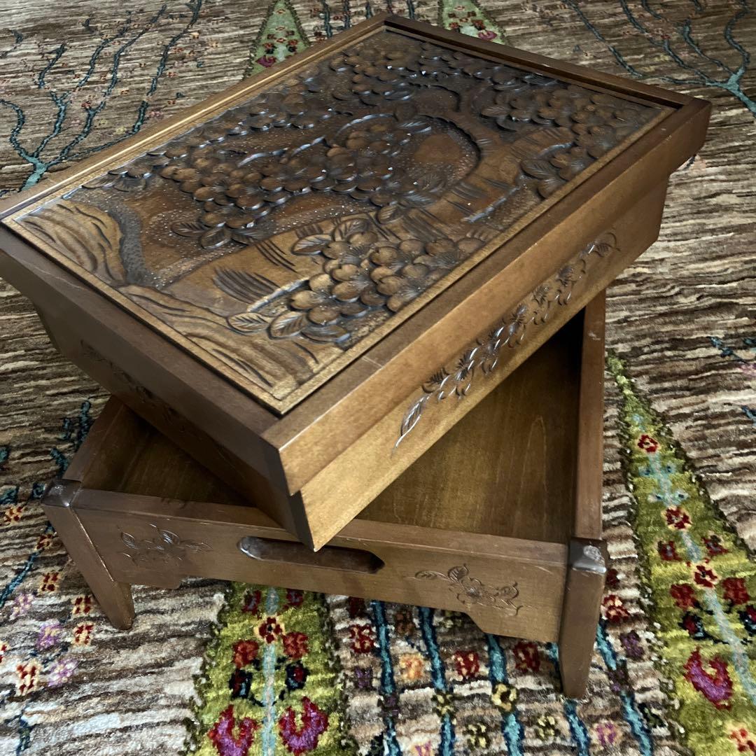 軽井沢彫り　軽井沢彫　シバザキ　文箱　小箱　桜彫刻