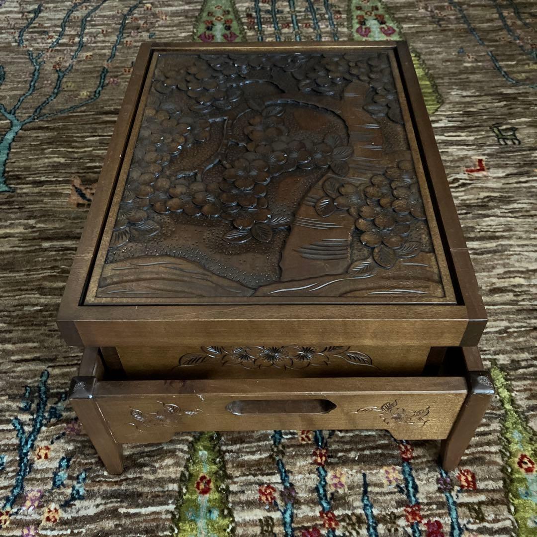 軽井沢彫り　軽井沢彫　シバザキ　文箱　小箱　桜彫刻