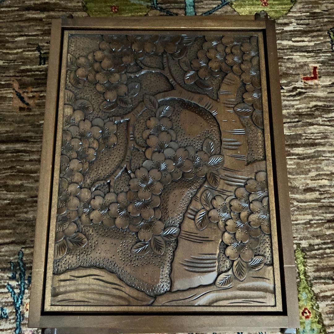 軽井沢彫り　軽井沢彫　シバザキ　文箱　小箱　桜彫刻