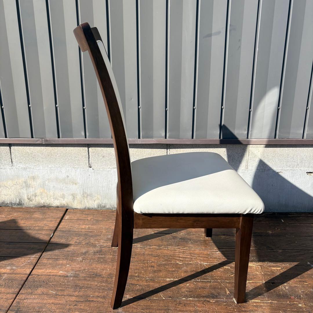 ②ニトリ ダイニングチェア DC LAGOON 合皮ホワイト×ブラウン 食卓椅子