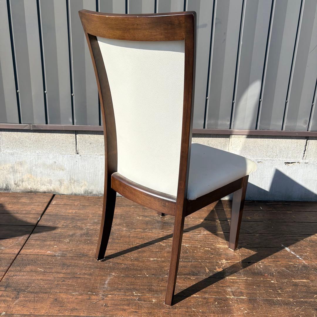 ②ニトリ ダイニングチェア DC LAGOON 合皮ホワイト×ブラウン 食卓椅子